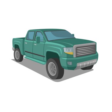Modern pikap kamyon vektör illüstrasyon. SUV 4x4 offroad ÇELİKSAN araç