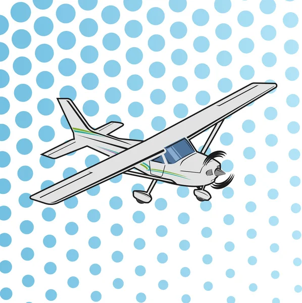 Illustration eines kleinen ebenen Vektors. einmotorige Flugzeuge. Pop Art Cartoon Stil — Stockvektor