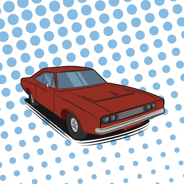 Klassieke Amerikaanse spier auto vector illustratie pictogram. Pop kunst cartoon stijl — Stockvector