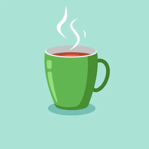 お茶のベクトル図のカップ。熱いお茶の絵と磁器マグカップ. — ストックベクタ