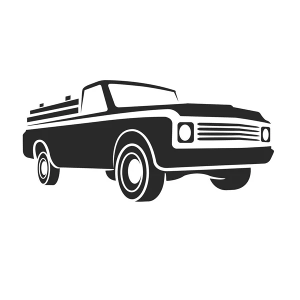 Винтажный пикап вектор иллюстрации. Старая школьная икона американского автомобиля — стоковый вектор
