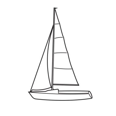 Küçük yelkenli vektör çizimi. Yelkenli küçük tekne