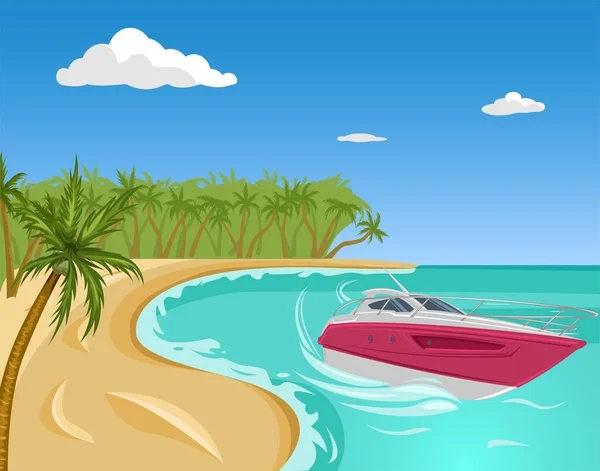 Tropische strand vector illustratie. Zomer zeegezicht beeld — Stockvector