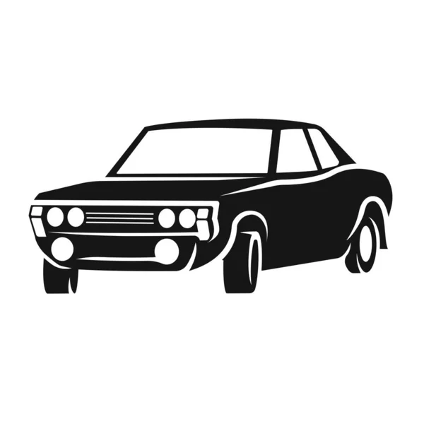 Ícone velho da ilustração do vetor do carro do rali do retro . — Vetor de Stock