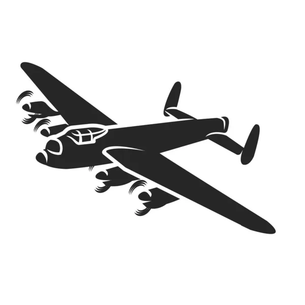 Klasyczna ilustracja wektora bombowca. Ciężkie samoloty wojskowe z okresu II wojny światowej. — Wektor stockowy