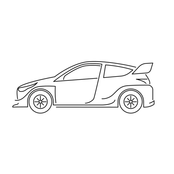 Modern rally car vector illustration. Powerful sports car line art — Stock Vector