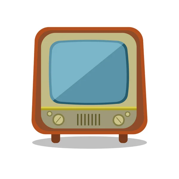 Olv vintage tv set. Retro television broadcast device — Stock Vector