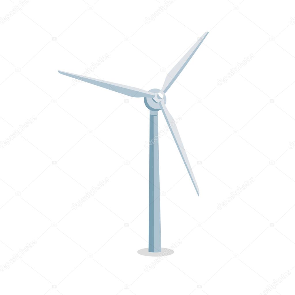 Giant air turbine vector illustration. Green power generator. Environmental friendly power source