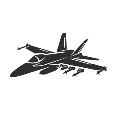 Jet savaş uçağı vektör çizimi. Askeri uçak. Taşıyıcı uçaklar. Modern süpersonik savaşçı simgesi