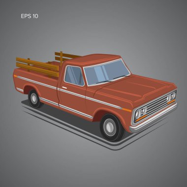 Eski bir eski kamyonet vektör çizimi. Eski bir nakliye aracı. Çiftlik atı.