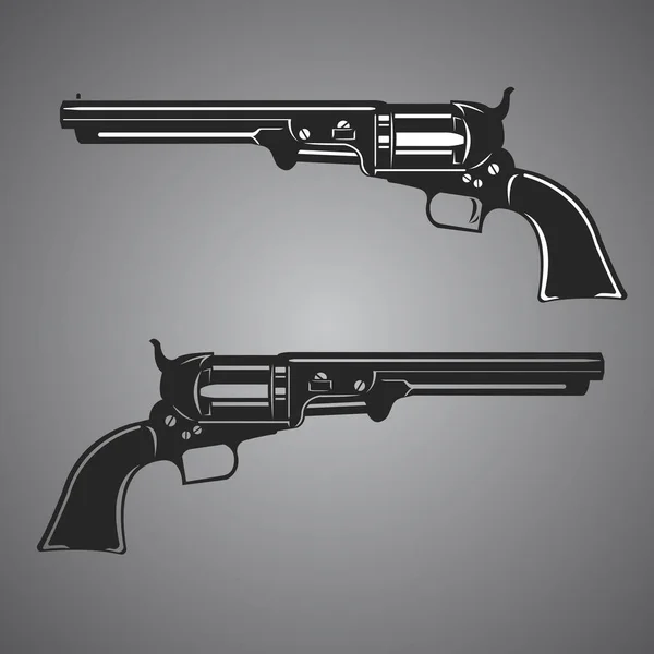复古巨无霸左轮手枪矢量幻化 经典的西式手枪 — 图库矢量图片