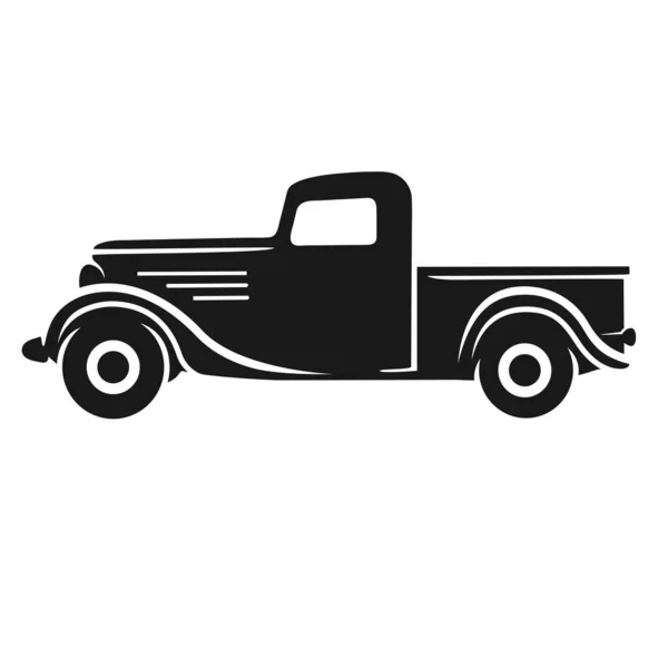Stary Retro Pickup Wektor Ilustracji Klasyczny Pojazd Transportowy Prosta Ikona — Wektor stockowy