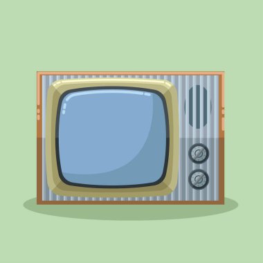 Eski bir televizyon. Retro televizyon yayın cihazı. Ev dekorasyonu düz tasarım biçimi