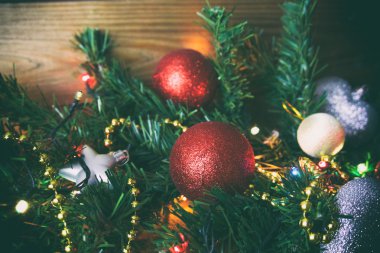 Christmas kırmızı oyuncak, Noel kartı, Noel oyuncaklar ve ceviz, 
