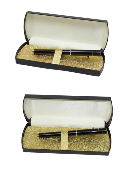 Writing pen on a white background, pen in a case against a white Stock Picture