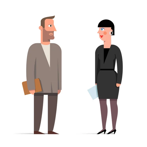 Ensemble de personnage homme d'affaires et femme d'affaires illustration plate — Image vectorielle
