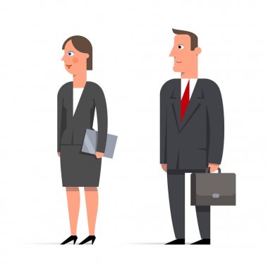 İşadamı karakter düz illüstrasyonlar kümesi. Briefc olan adam