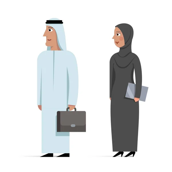 Set van traditioneel geklede islamitische Arabische zakenlieden teken f — Stockvector