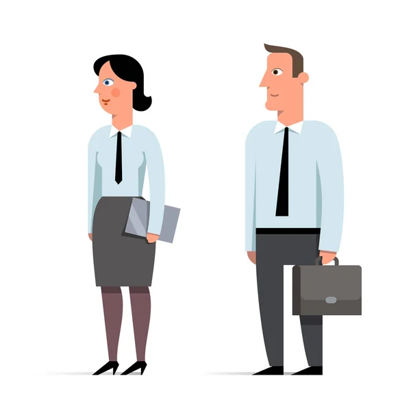 Set von Geschäftsmann und Geschäftsfrau Charakter flache Illustration — Stockvektor