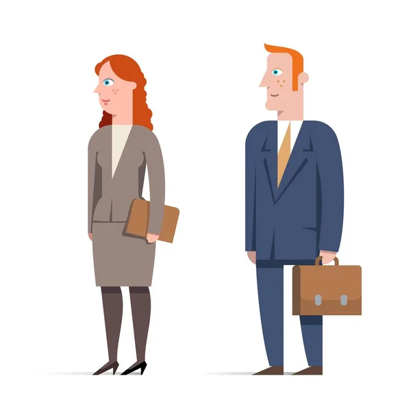 Set of businessman and businesswoman character flat illustration — Stock Vector
