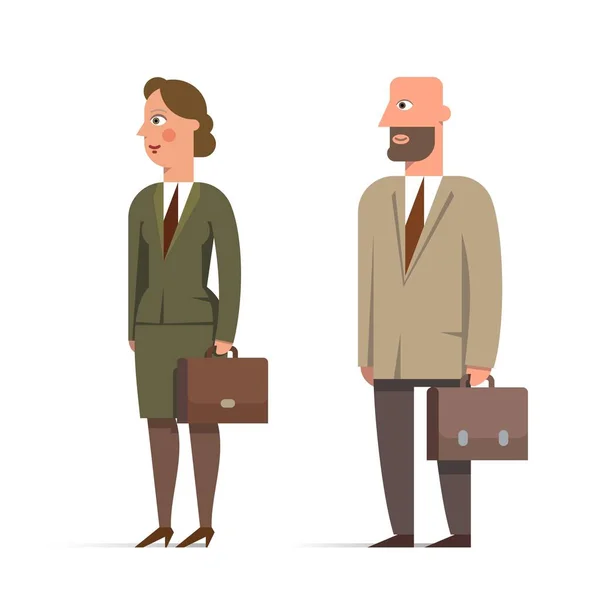 Ensemble de personnage homme d'affaires et femme d'affaires illustration plate — Image vectorielle