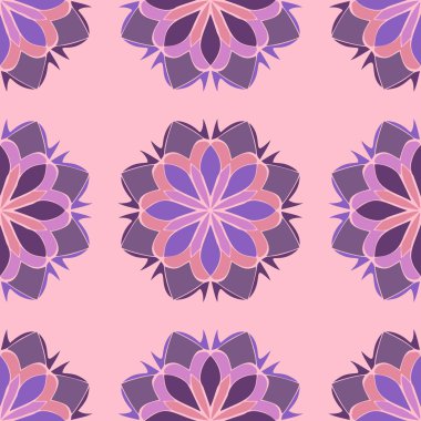 Mandala ve çiçek elemanları zarif seamless modeli