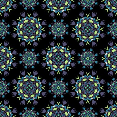 Mandala ve çiçek elemanları zarif seamless modeli