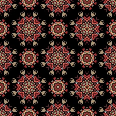 Mandala ve çiçek elemanları zarif seamless modeli