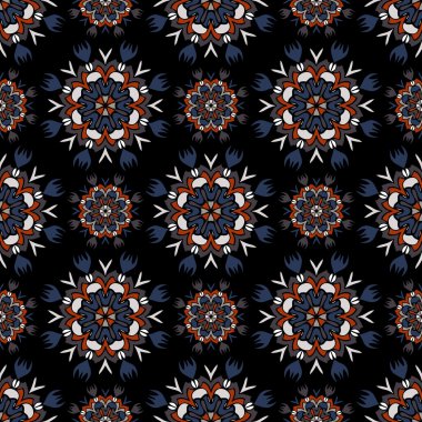 Mandala ve çiçek elemanları zarif seamless modeli