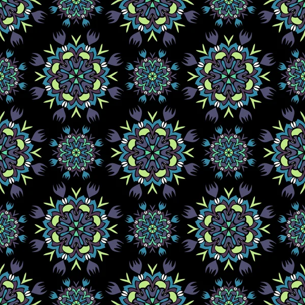 Élégant motif sans couture avec Mandala et éléments floraux — Image vectorielle