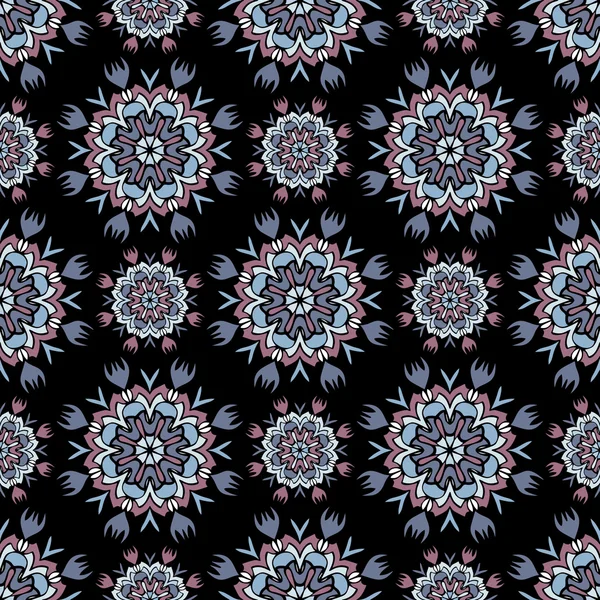 Élégant motif sans couture avec Mandala et éléments floraux — Image vectorielle