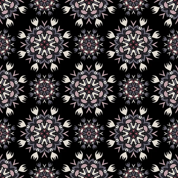 Elegant sömlösa mönster med Mandala och blommiga inslag — Stock vektor