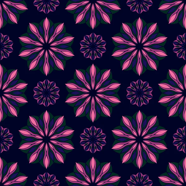 Elegante Patrón Sin Costuras Con Elementos Florales Mandala Bonita Ilustración — Vector de stock