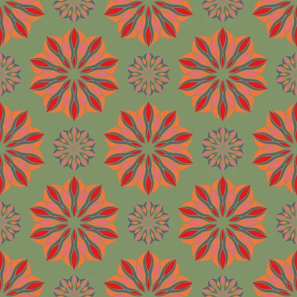 Elegantes Nahtloses Muster Mit Floralen Und Mandala Elementen Schöne Handgezeichnete — Stockvektor