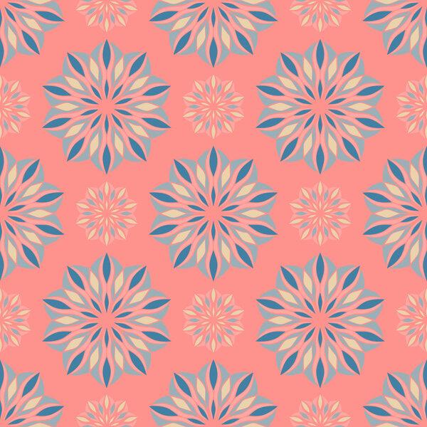 Elegant seamless pattern with floral and Mandala elements. Nice hand-drawn illustration