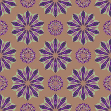 Çiçekli ve Mandala elementli zarif, pürüzsüz bir desen. Güzel el çizimi çizimi.