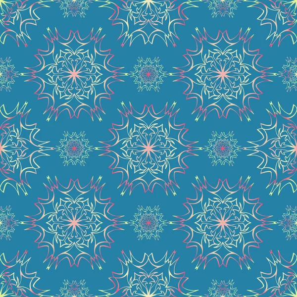 Elegante Patrón Sin Costuras Con Elementos Florales Mandala Bonita Ilustración — Vector de stock
