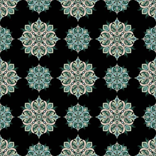 Élégant Motif Sans Couture Avec Des Éléments Floraux Mandala Belle — Image vectorielle