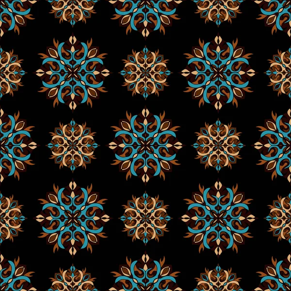 Élégant Motif Sans Couture Avec Des Éléments Floraux Mandala Belle — Image vectorielle