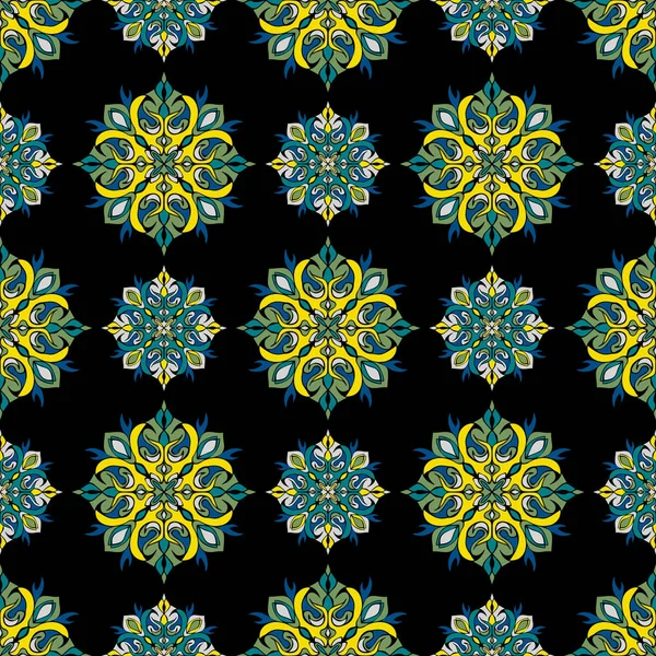 Elegante Patrón Sin Costuras Con Elementos Florales Mandala Niza Ilustración — Archivo Imágenes Vectoriales