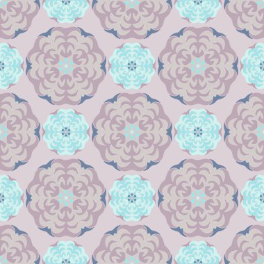 Çiçek ile zarif Dikişsiz desen ve Mandala öğeleri. Güzel çizilmiş vektör çizim