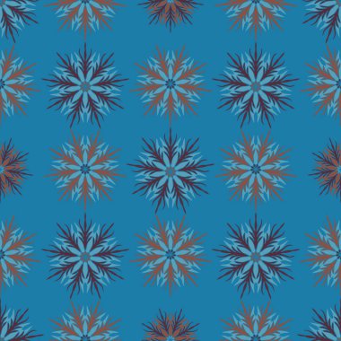 Çiçek ile zarif Dikişsiz desen ve Mandala öğeleri. Güzel çizilmiş vektör çizim