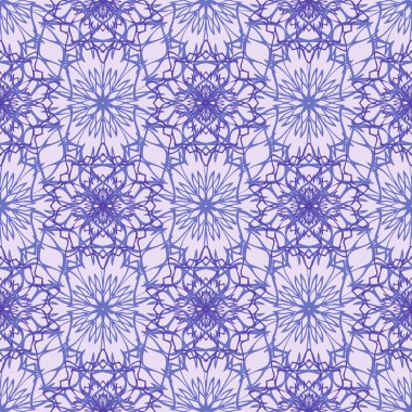 Çiçek ile zarif Dikişsiz desen ve Mandala öğeleri. Güzel çizilmiş vektör çizim