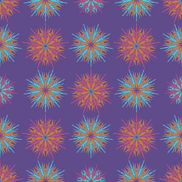 Çiçek ile zarif Dikişsiz desen ve Mandala öğeleri. Güzel çizilmiş vektör çizim