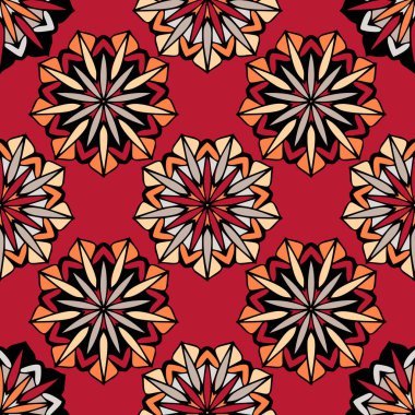 Çiçek ile zarif Dikişsiz desen ve Mandala öğeleri