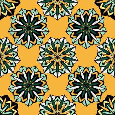 Çiçek ile zarif Dikişsiz desen ve Mandala öğeleri