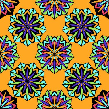 Çiçek ile zarif Dikişsiz desen ve Mandala öğeleri