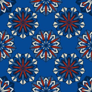 Çiçek ile zarif Dikişsiz desen ve Mandala öğeleri