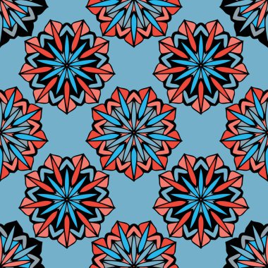 Çiçek ile zarif Dikişsiz desen ve Mandala öğeleri