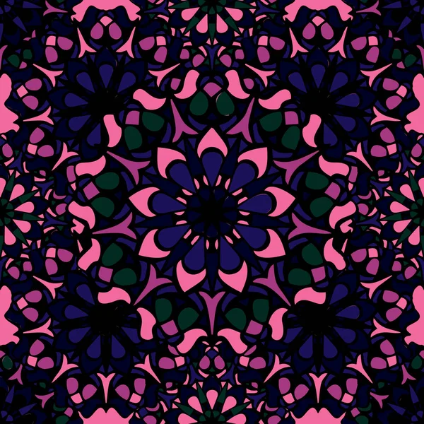 Patrón elegante sin costuras con elementos florales y Mandala — Vector de stock